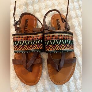 Aztec Print Sandals | Boho Festival Style | Size 6
